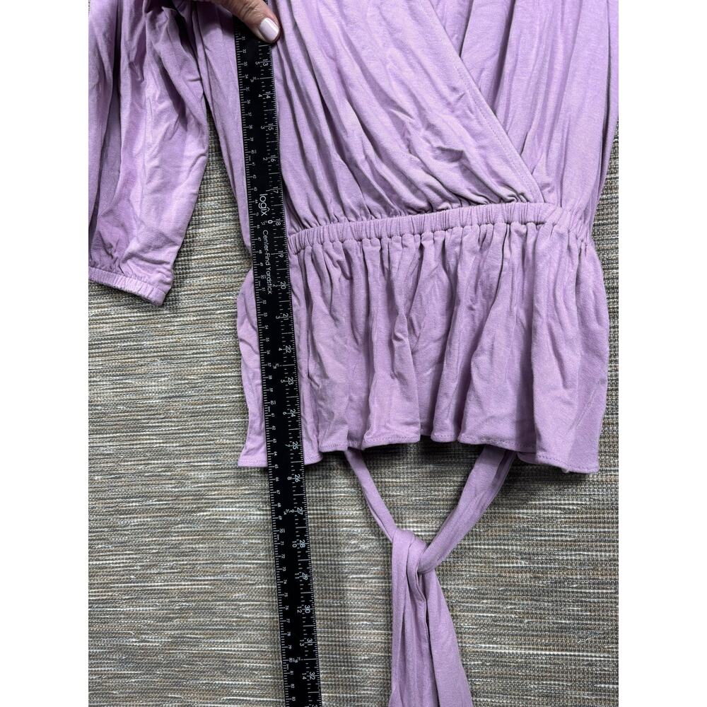 Lauren Ralph Lauren Blouse Womens Small Purple Wrap Jersey Tie Waist Top - Picture 9 of 9